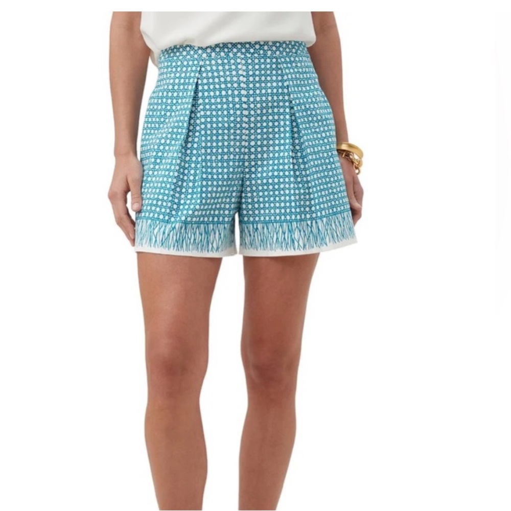 NWT Trina Turk Wisteria Teal and White High Waisted Shorts